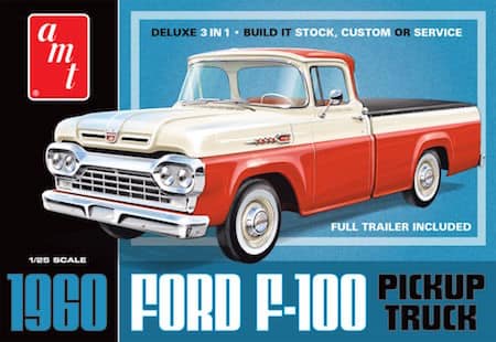 AMT 1407 - 1960 Ford F100 Pickup Truck 3-in-1 with Trailer